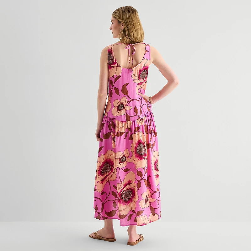 a.n.a Womens Sleeveless Round Neck Drop Waist Dress