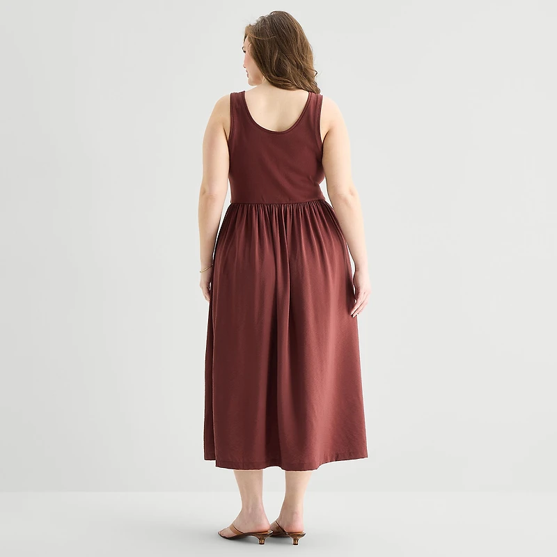 a.n.a Womens Plus U Neck Sleeveless Maxi Dress