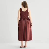 a.n.a Womens Plus U Neck Sleeveless Maxi Dress