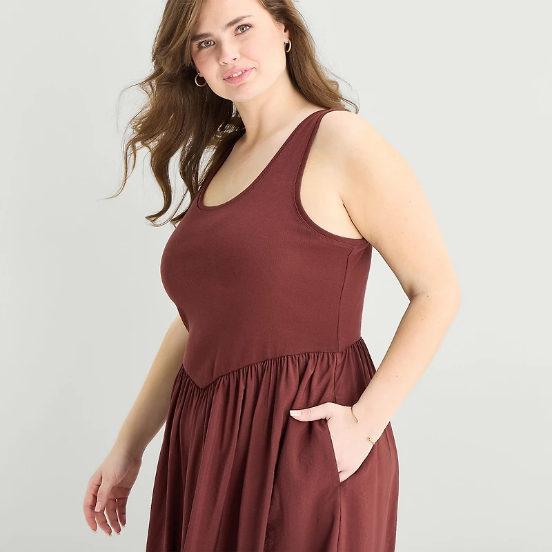 a.n.a Womens Plus U Neck Sleeveless Maxi Dress