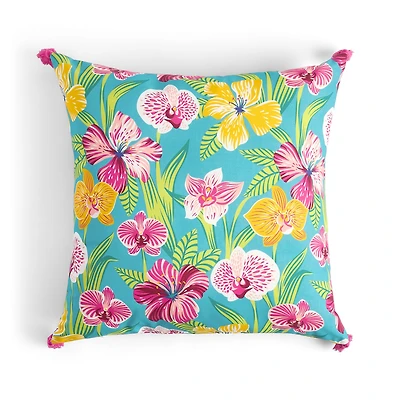 Outdoor Oasis 20"X 20" Orchid Print Square Throw Pillow
