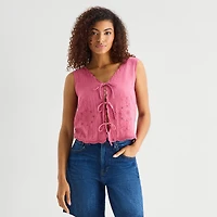A.N.A Womens V Neck Sleeveless Embroidered Vest