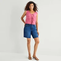 A.N.A Womens V Neck Sleeveless Embroidered Vest