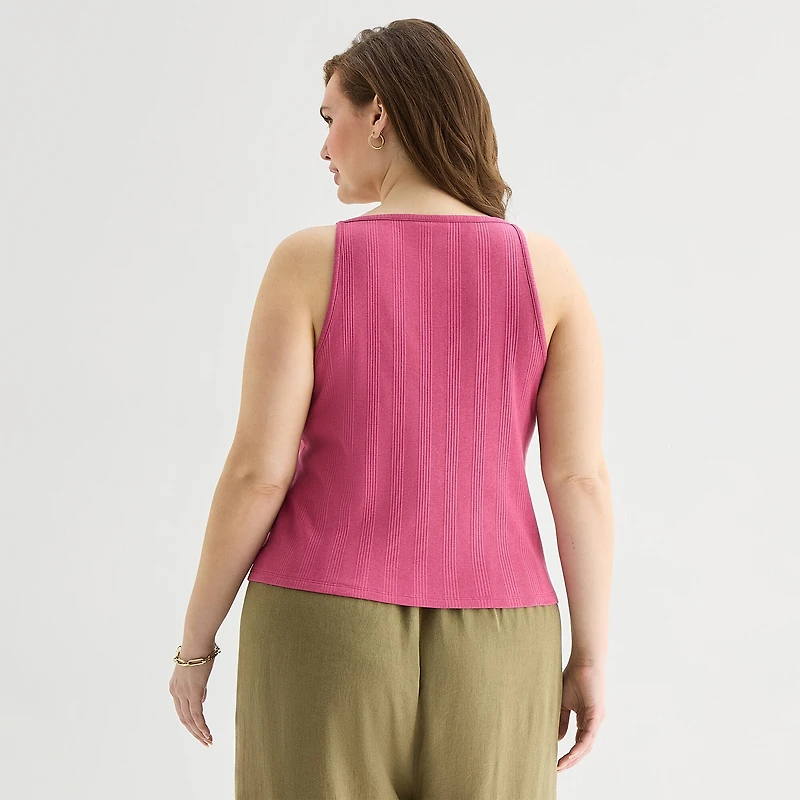 a.n.a Womens Plus Straight Neck Sleeveless Tank Top