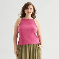 a.n.a Womens Plus Straight Neck Sleeveless Tank Top