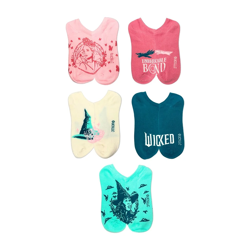 5pk No Snow Wicked Girls Multi-Pack 5 Pair Wicked No Show Socks
