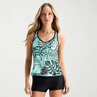 ZeroXposur Womens Built Bra Leaf Tankini Swimsuit Top