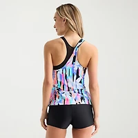 ZeroXposur Womens Built Bra Geometric Tankini Swimsuit Top