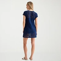 Liz Claiborne Womens Circles Crochet Dress Swimsuit Cover-Up