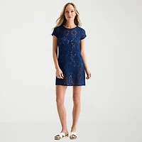 Liz Claiborne Womens Circles Crochet Dress Swimsuit Cover-Up