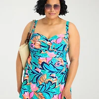 Liz Claiborne Womens Tropical Floral Plus Swim Dress