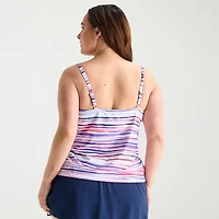 Sonnet Shores Womens Striped Plus Tankini Swimsuit Top