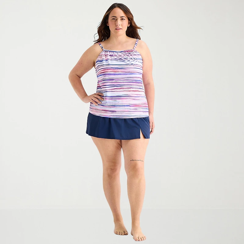 Sonnet Shores Womens Striped Plus Tankini Swimsuit Top