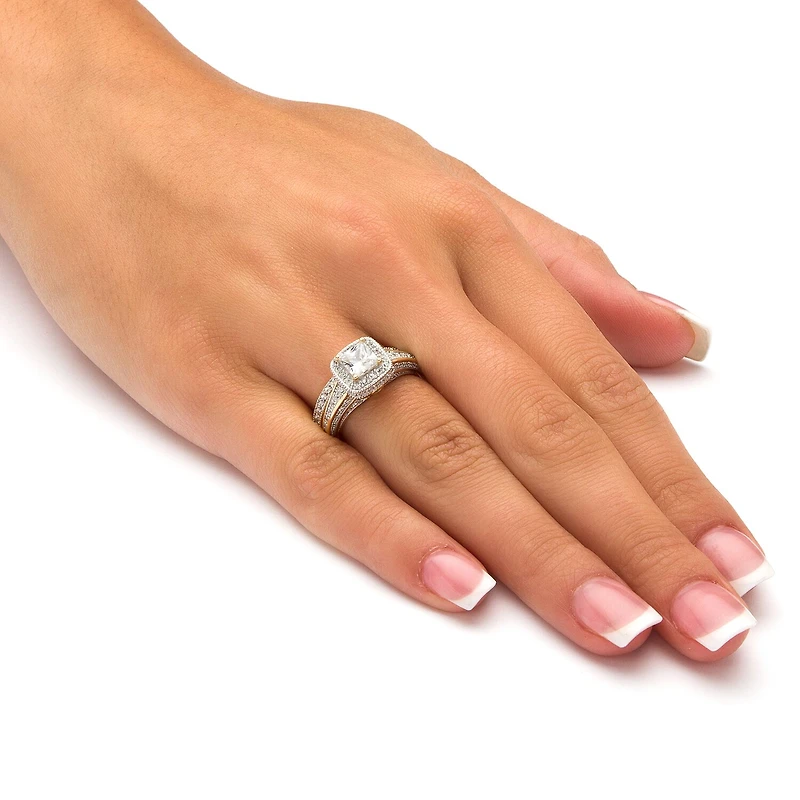 Womens 1/ CT. T.W. Cubic Zirconia 18K Gold Over Brass Bridal Set