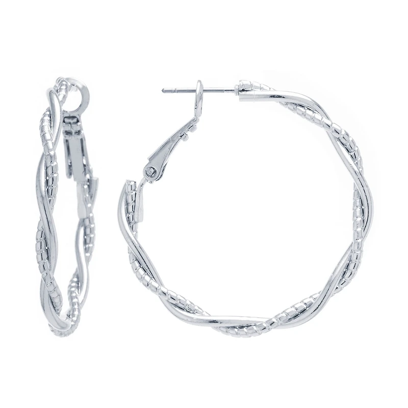 Silver Reflections Pure Silver Over Brass Round Hoop Earrings
