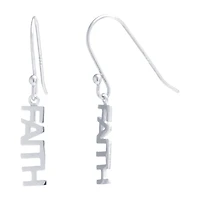 Silver Treasures Faith Womens Sterling Silver Drop Earrings