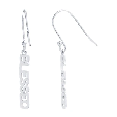 Silver Treasures Blessed Womens Sterling Silver Drop Earrings