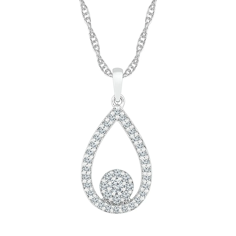 Teardrop Womens / CT. T.W. Natural White Diamond 10K Gold Pear 18 Inch Pendant Necklace