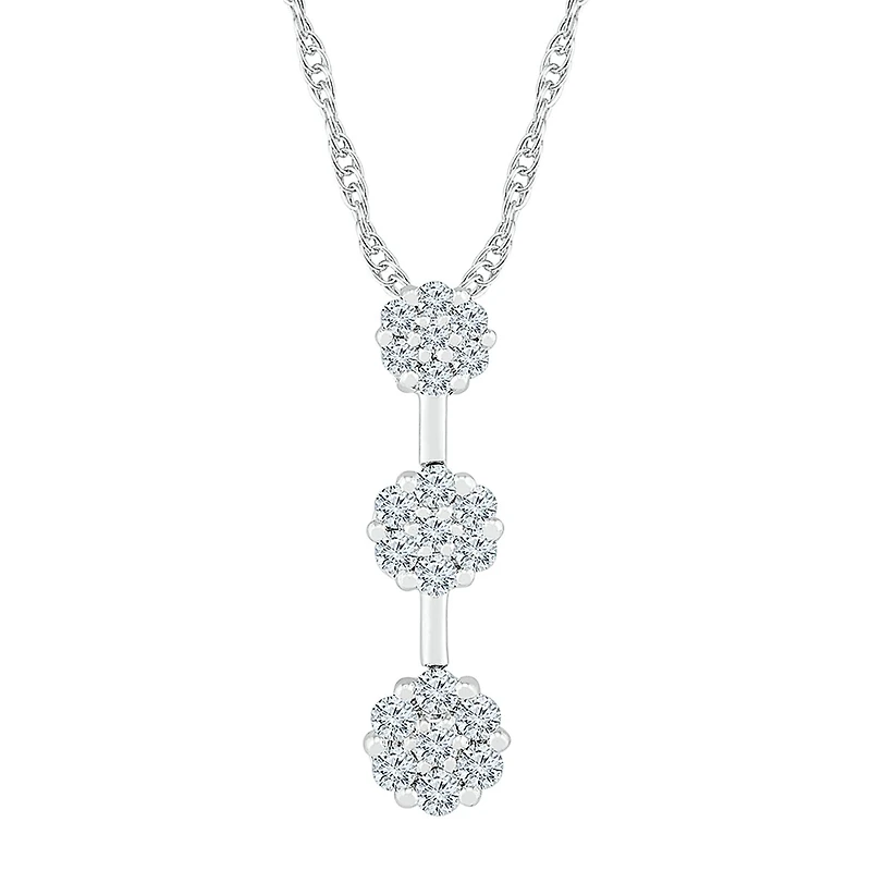 Linear Womens 1/2 CT. T.W. Natural White Diamond 10K Gold 18 Inch Pendant Necklace