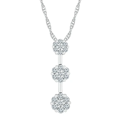 Linear Womens 1/2 CT. T.W. Natural White Diamond 10K Gold 18 Inch Pendant Necklace