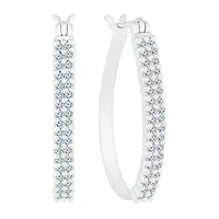 Womens 1/ CT. T.W. Natural White Diamond 10K Gold 23.3mm Hoop Earrings