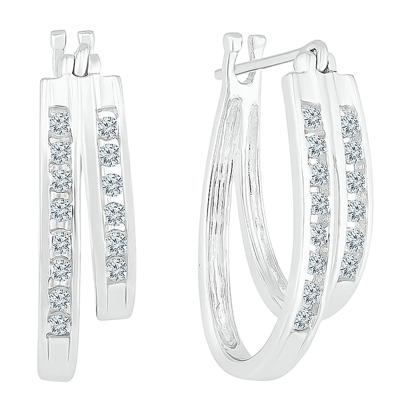 Womens 1/2 CT. T.W. Natural White Diamond 10K Gold 18.9mm Hoop Earrings