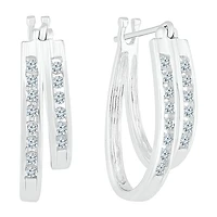 Womens 1/2 CT. T.W. Natural White Diamond 10K Gold 18.9mm Hoop Earrings