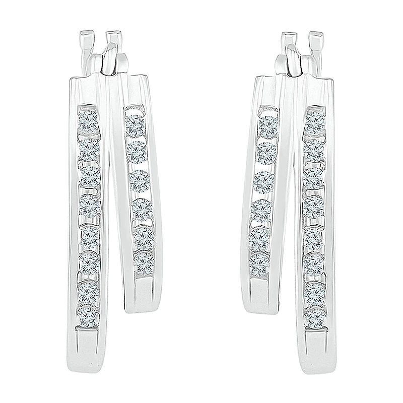 Womens 1/2 CT. T.W. Natural White Diamond 10K Gold 18.9mm Hoop Earrings