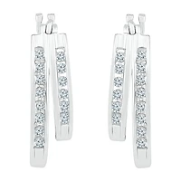 Womens 1/2 CT. T.W. Natural White Diamond 10K Gold 18.9mm Hoop Earrings