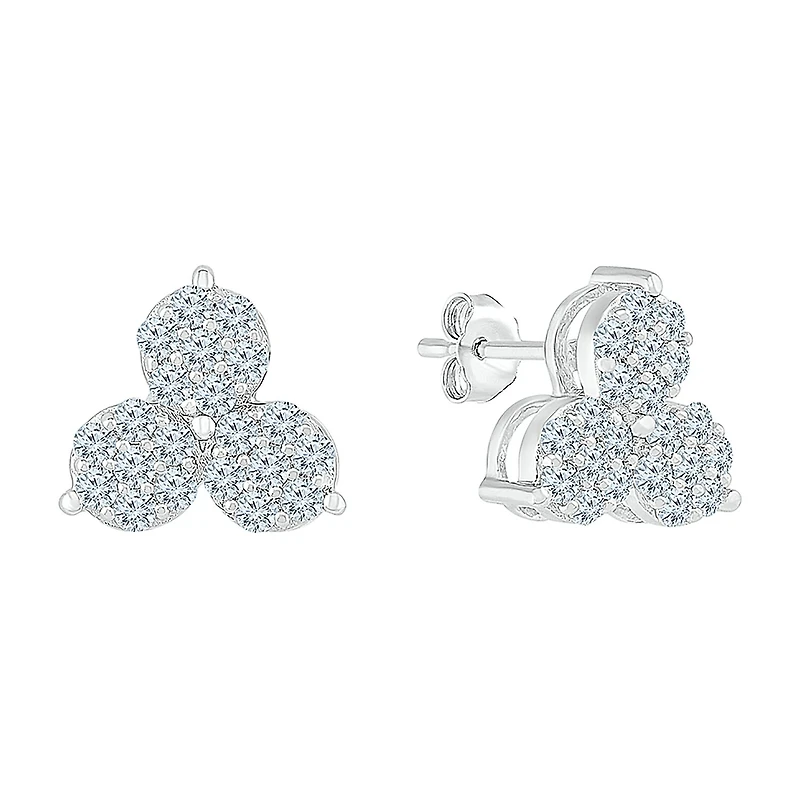 5/8 CT. T.W. Natural White Diamond 10K Gold 9mm Triangle Stud Earrings