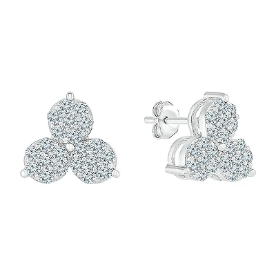 5/8 CT. T.W. Natural White Diamond 10K Gold 9mm Triangle Stud Earrings