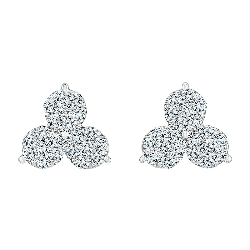 5/8 CT. T.W. Natural White Diamond 10K Gold 9mm Triangle Stud Earrings