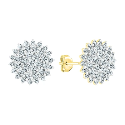 1 1/4 CT. T.W. Natural White Diamond 10K Gold 12mm Stud Earrings