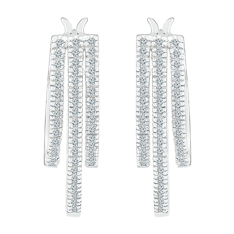 Womens 1/2 CT. T.W. Natural White Diamond 10K Gold 24.5mm Hoop Earrings