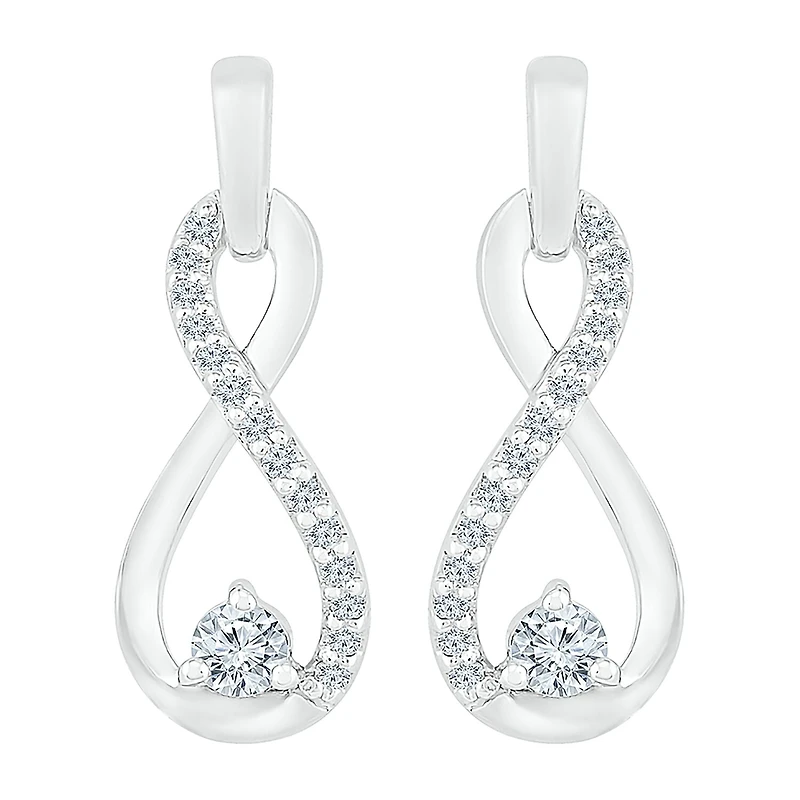 Womens 1/6 CT. T.W. Natural White Diamond 10K Gold Infinity Drop Earrings