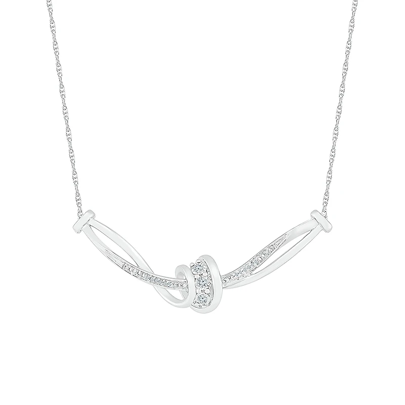 Womens Diamond Sterling Silver 18 Inch Chevron Necklace