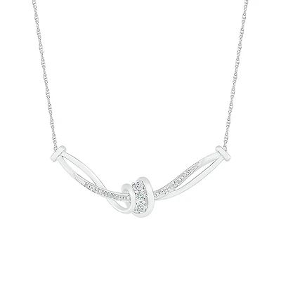 Womens White Diamond Sterling Silver 18 Inch Chevron Necklace