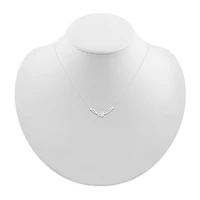 Womens Diamond Sterling Silver 18 Inch Chevron Necklace