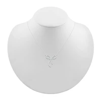 Womens 1/ CT. T.W. Natural White Diamond Sterling Silver Bow 18 Inch Pendant Necklace