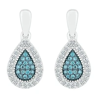 Womens 1/ CT. T.W. Natural Diamond Sterling Silver Pear Drop Earrings