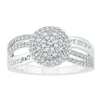 Womens / CT. T.W. Natural White Diamond Sterling Silver Halo Cocktail Ring