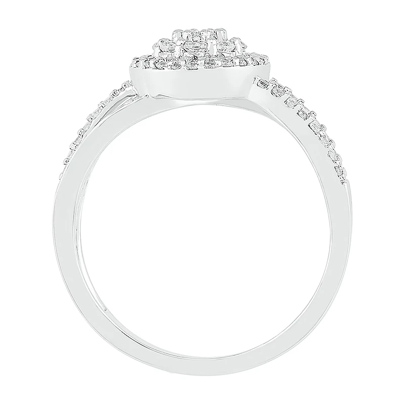 Womens / CT. T.W. Natural White Diamond Sterling Silver Halo Cocktail Ring