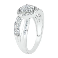 Womens / CT. T.W. Natural White Diamond Sterling Silver Halo Cocktail Ring