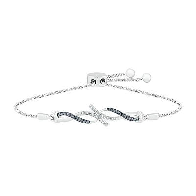 Womens 1/10 CT. T.W. Natural Black Diamond Sterling Silver Infinity Bolo Bracelet