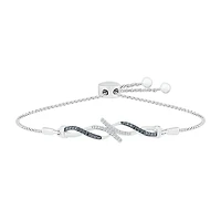 Womens 1/10 CT. T.W. Natural Black Diamond Sterling Silver Infinity Bolo Bracelet
