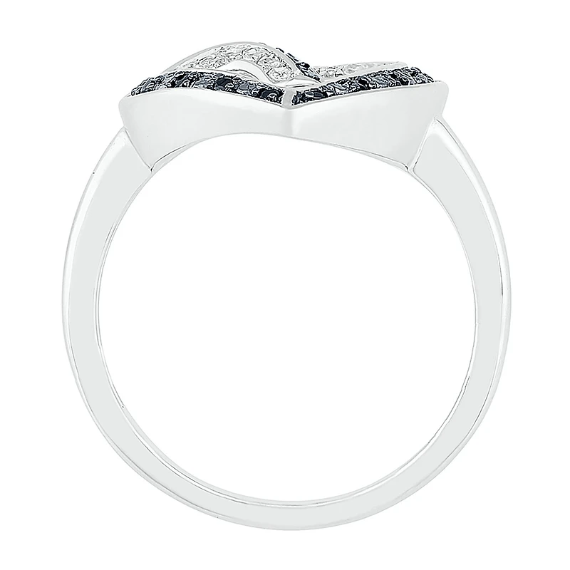 Womens 1/5 CT. Natural Black Diamond Sterling Silver Heart Cocktail Ring