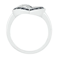 Womens 1/5 CT. Natural Black Diamond Sterling Silver Heart Cocktail Ring