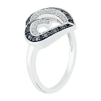 Womens 1/5 CT. Natural Black Diamond Sterling Silver Heart Cocktail Ring