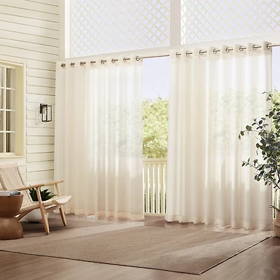 Threadmade Carmen Extra Wide Indoor/Outdoor Grommet Top Sheer Single Curtain Panel