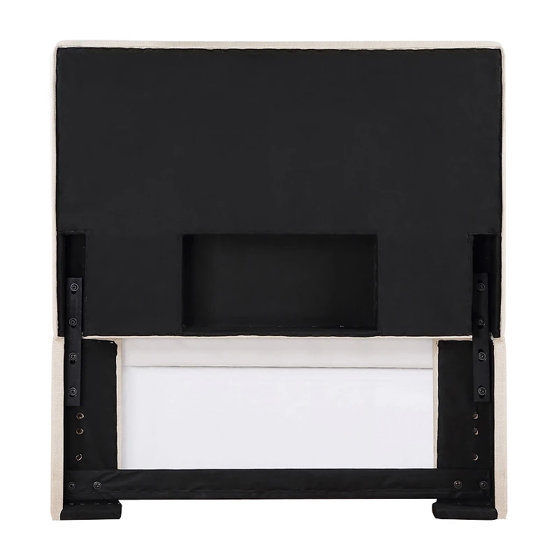 Pirro Smooth-Edge Upholstered Twin Panel Headboard in Sand